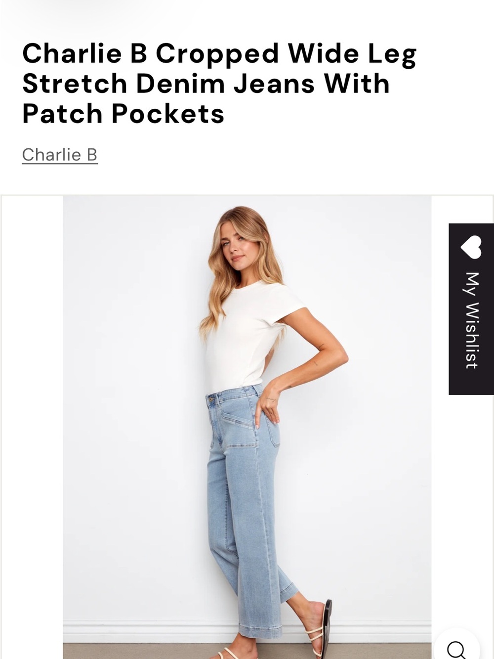 CHARLIE B Light Wash Cropped Wide-Leg Jeans